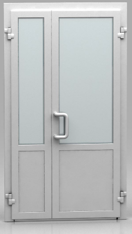 Пластиковая дверь с двумя створками 