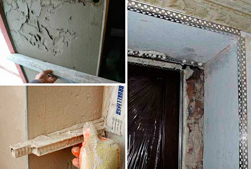 Обустройство откосов двери штукатуркой